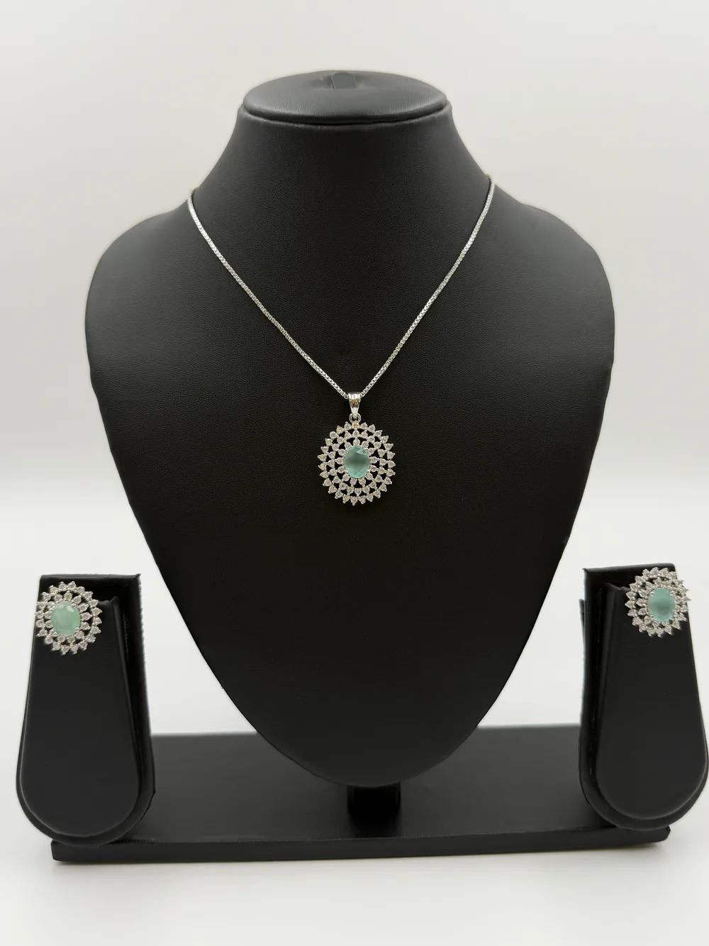 Diamond Rhodium Chain Pendant Set 4